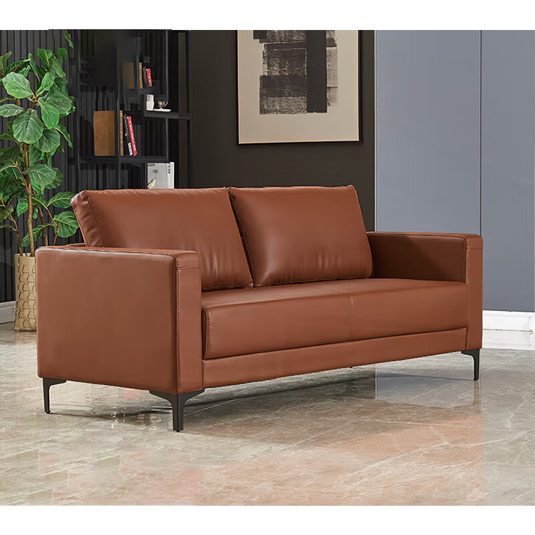 Simplified modern sofa, business office sofa, casual sofa with deep seating, black, leather