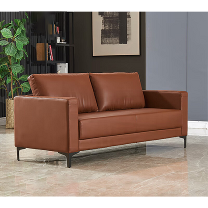 Simplified modern sofa, business office sofa, casual sofa with deep seating, black, leather