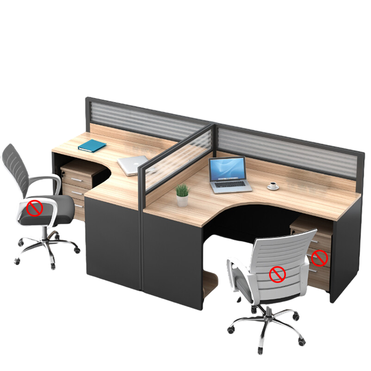 L shaped office desk computer desk, simple employee workstation staff desk