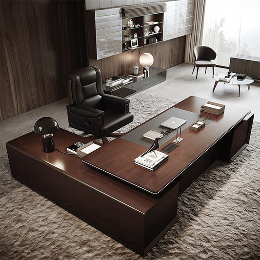 High-end Executive Office Desk with Solid Wood Veneer