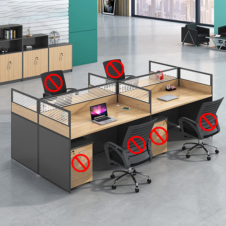 Office staff desk, employee workstation, office desk and chair combination