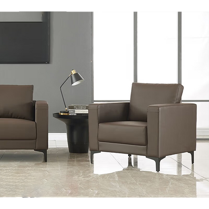 Simplified modern sofa, business office sofa, casual sofa with deep seating, black, leather