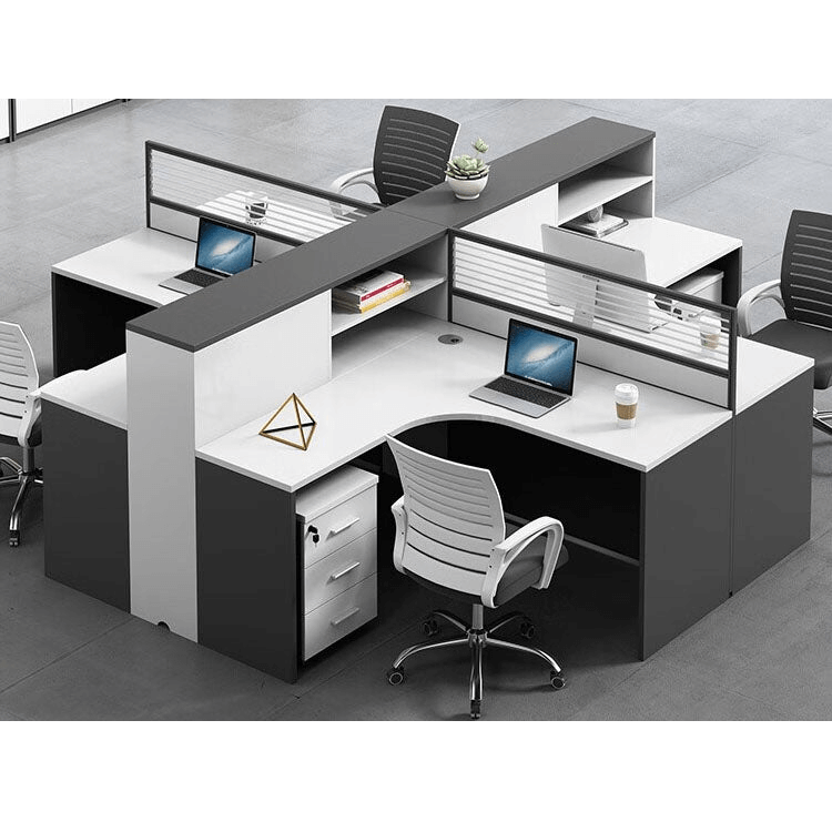 Creative multicombination office desk for employees with chairs and cabinets