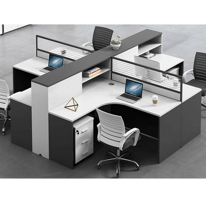 Creative multicombination office desk for employees with chairs and cabinets