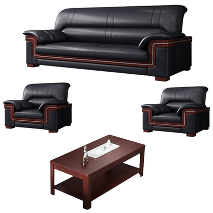 Office sofa, business reception guest leather sofa for office, thickened black leather