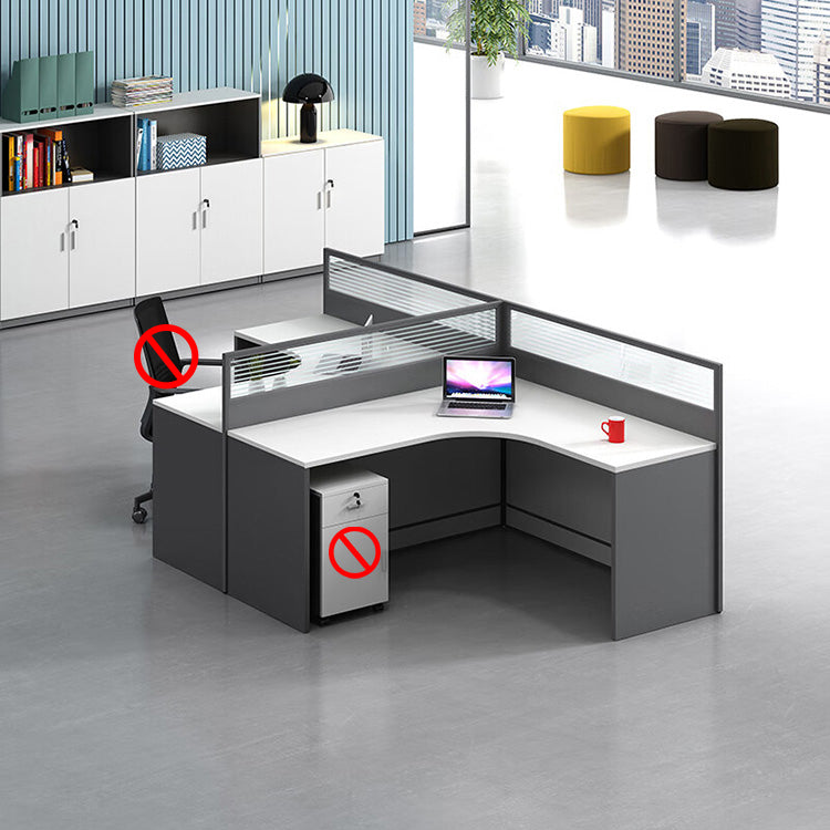 L shaped office desk employee desk multiple options with partition office desk and chair