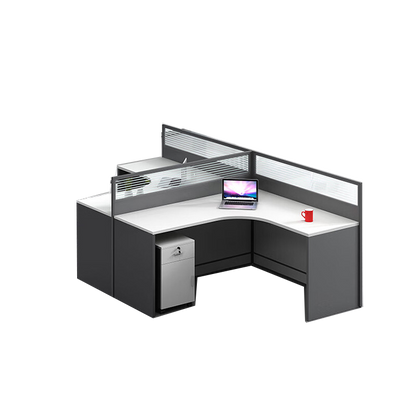 L shaped office desk employee desk multiple options with partition office desk and chair