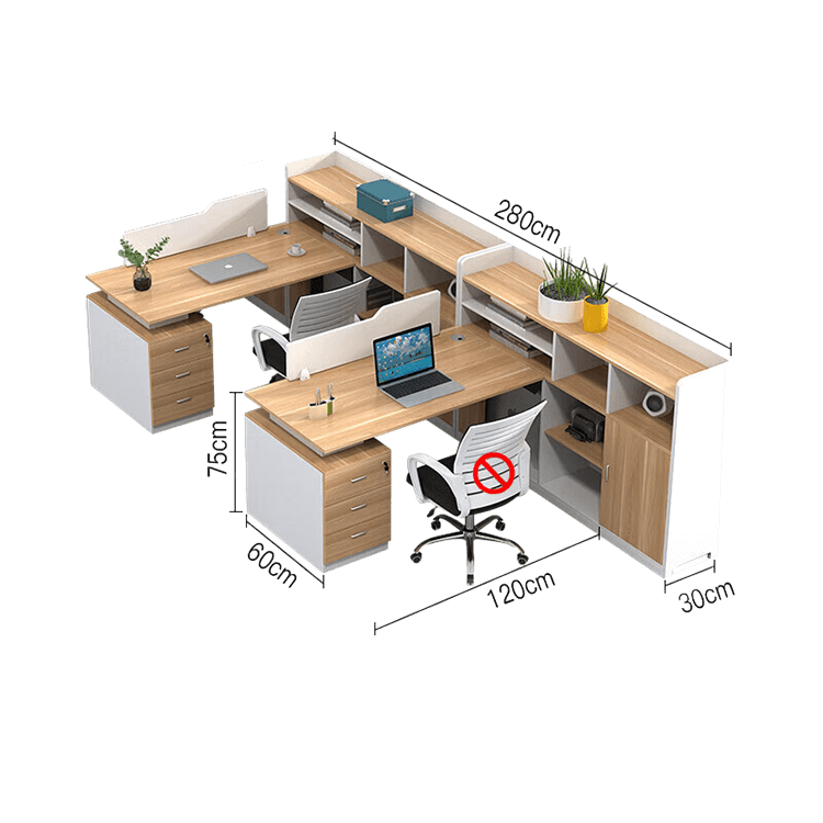 Simplified office staff card slot, employee desk with tall cabinet, freely configurable