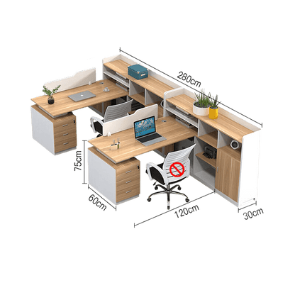 Simplified office staff card slot, employee desk with tall cabinet, freely configurable