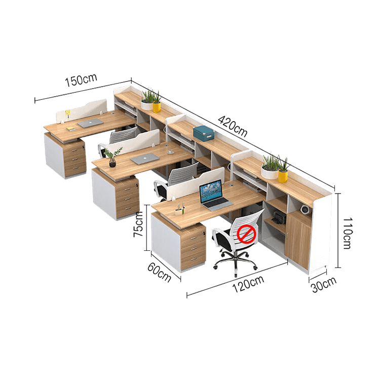 Simplified office staff card slot, employee desk with tall cabinet, freely configurable