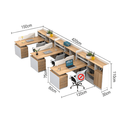 Simplified office staff card slot, employee desk with tall cabinet, freely configurable