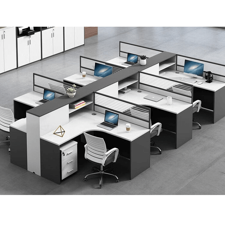 Creative multicombination office desk for employees with chairs and cabinets