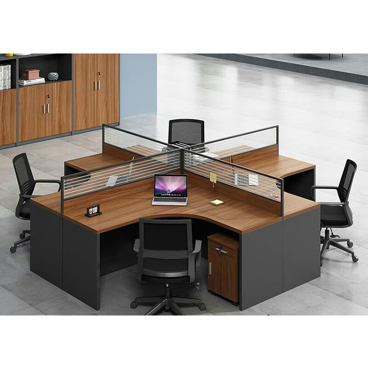 Office furniture staff desk and chair combination with screen workstation including cabinet