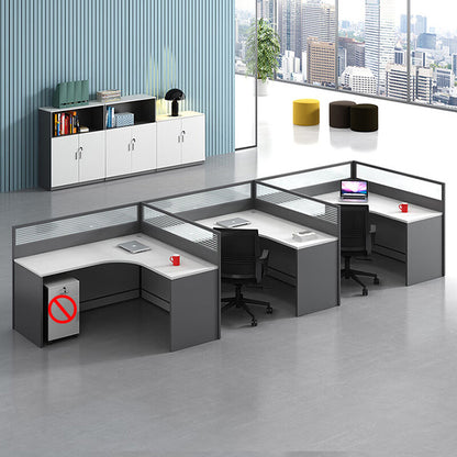 L shaped office desk employee desk multiple options with partition office desk and chair