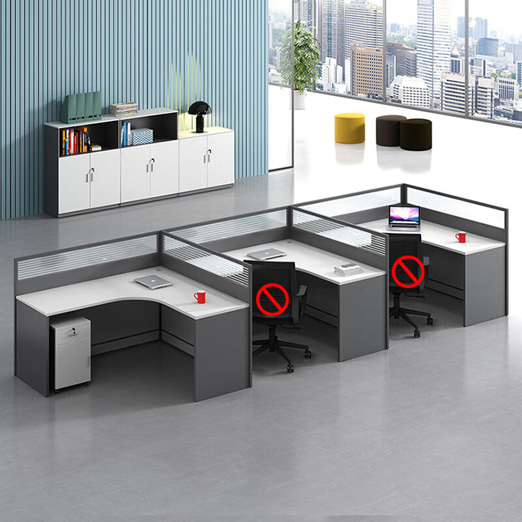 L shaped office desk employee desk multiple options with partition office desk and chair