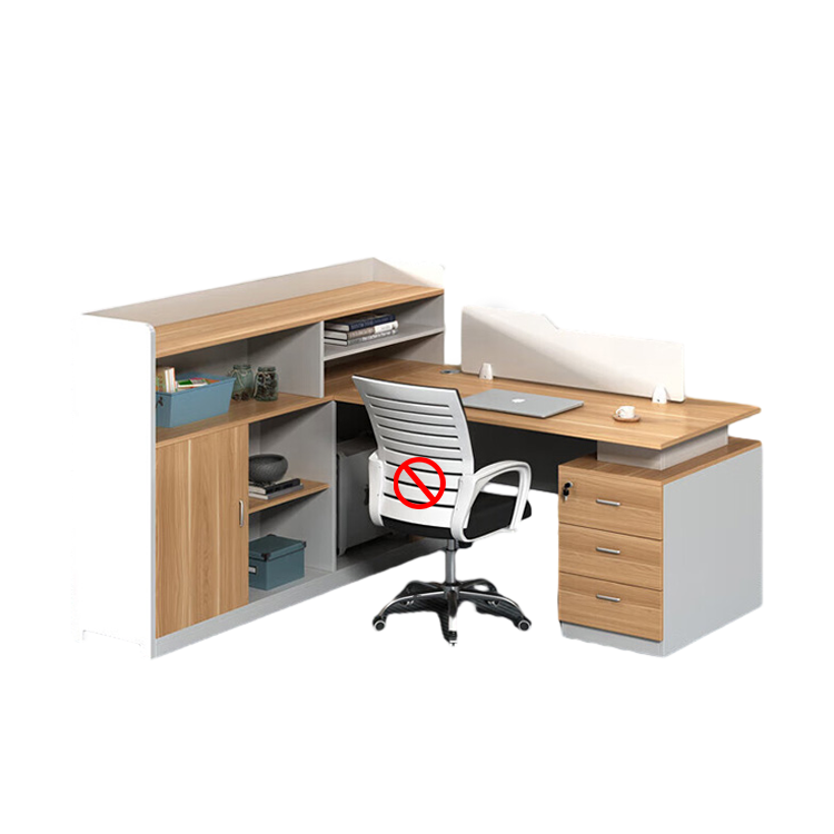 Simplified office staff card slot, employee desk with tall cabinet, freely configurable