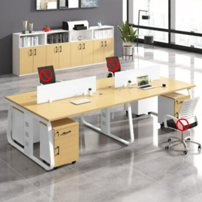 Office desk and chair combination, workstation computer desk in black and white