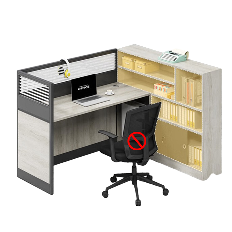 L shaped multiple combination employee desk with partition, office desk and chair combination