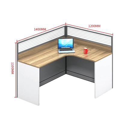 Creative curved employee desk, screen workstation, office desk and chair set