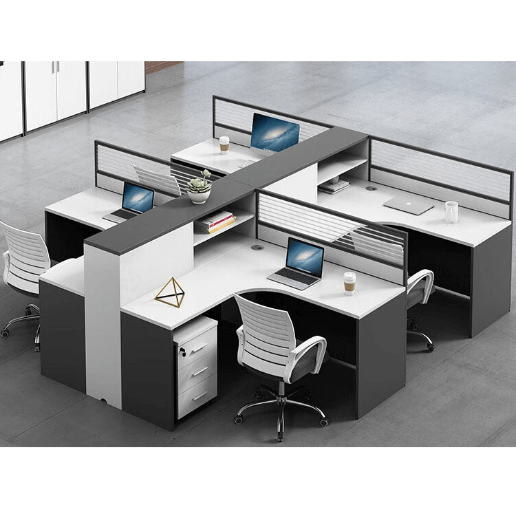 Creative multicombination office desk for employees with chairs and cabinets