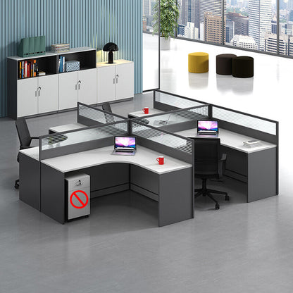 L shaped office desk employee desk multiple options with partition office desk and chair