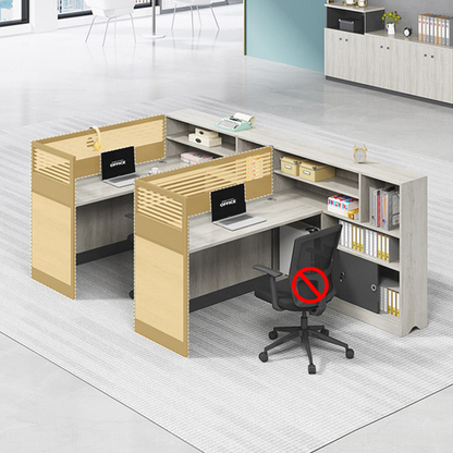 L shaped multiple combination employee desk with partition, office desk and chair combination