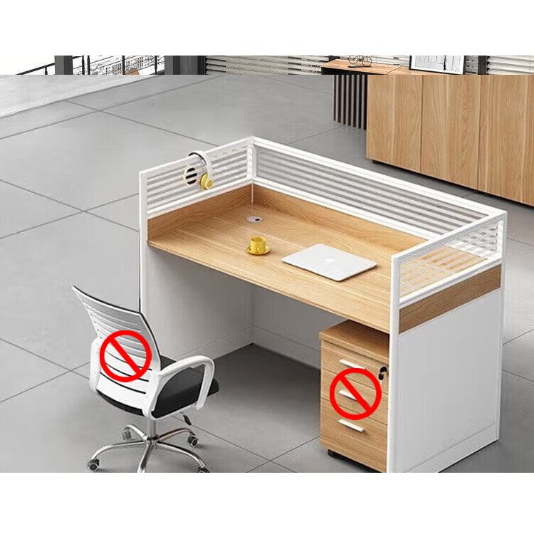 Screen card slot staff office desk and chair combination in wood color