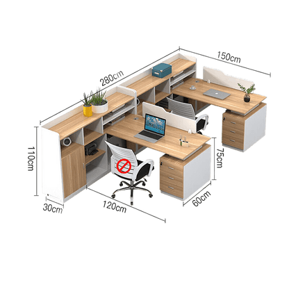 Simplified office staff card slot, employee desk with tall cabinet, freely configurable