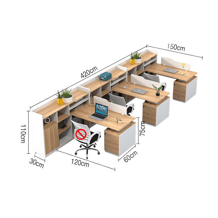 Simplified office staff card slot, employee desk with tall cabinet, freely configurable