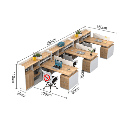 Simplified office staff card slot, employee desk with tall cabinet, freely configurable