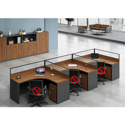 Office furniture staff desk and chair combination with screen workstation including cabinet