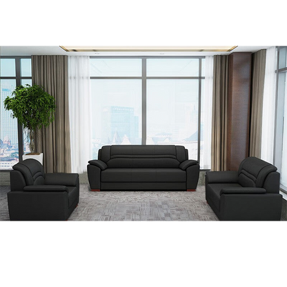 Office sofa, office reception guest sofa in leather, black