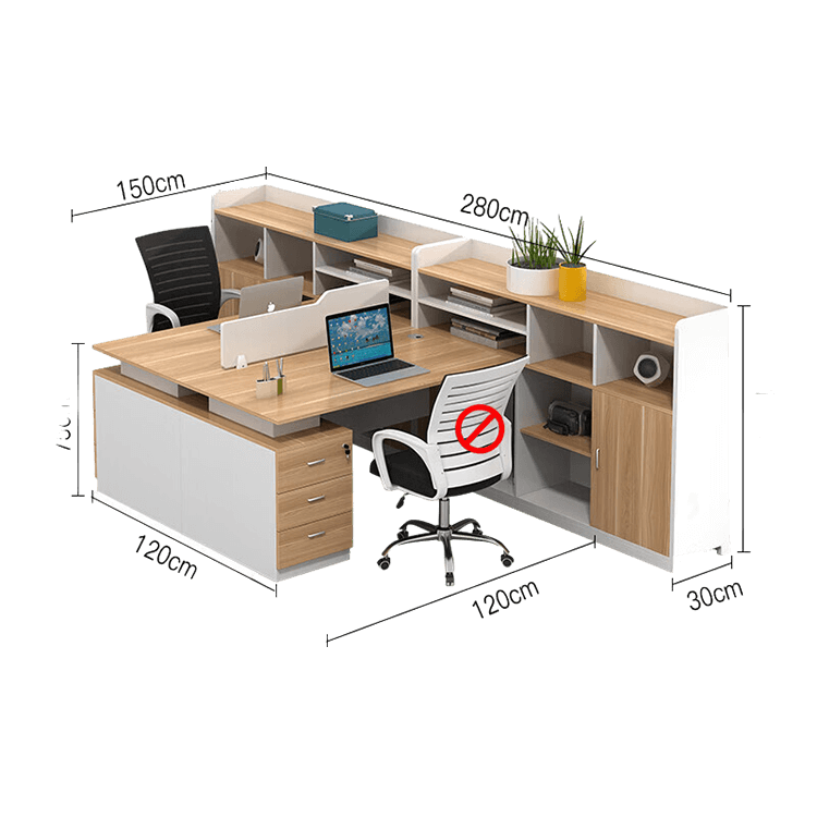 Simplified office staff card slot, employee desk with tall cabinet, freely configurable