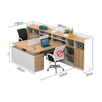 Simplified office staff card slot, employee desk with tall cabinet, freely configurable