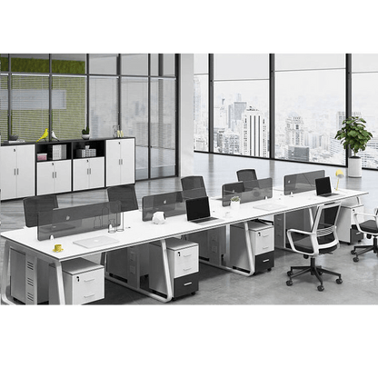 Office staff desk and chair combination with screen partition for employee desk and computer desk