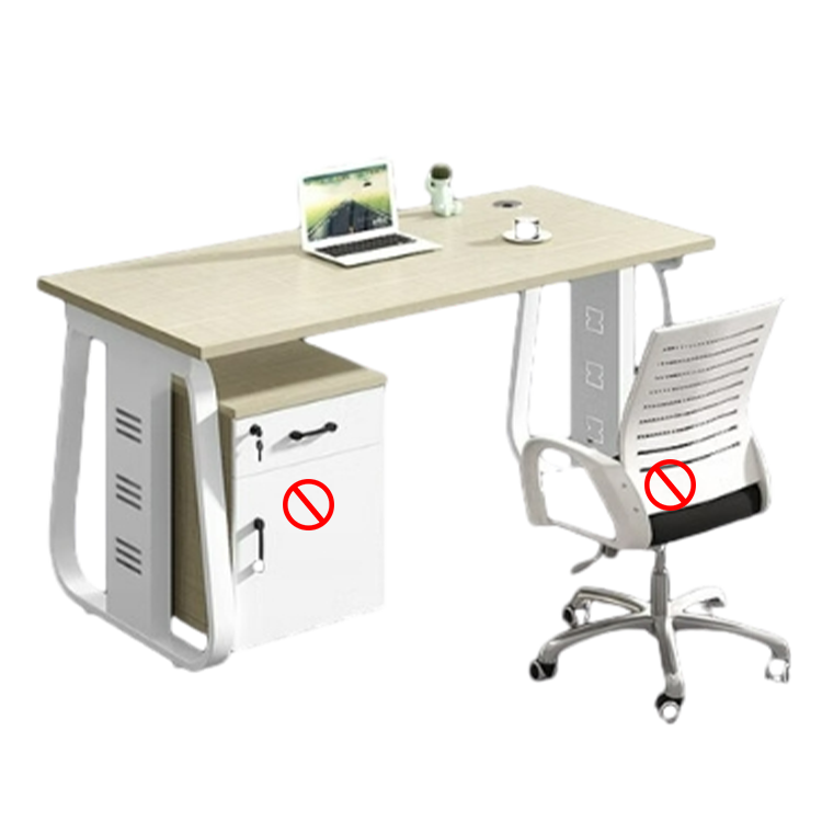 Office desk and chair combination, workstation computer desk in black and white