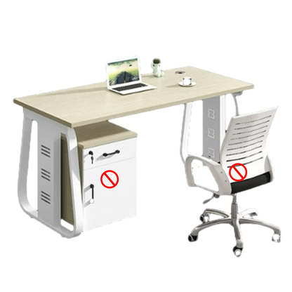 Office desk and chair combination, workstation computer desk in black and white