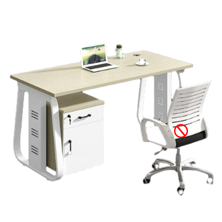 Office desk and chair combination, workstation computer desk in black and white