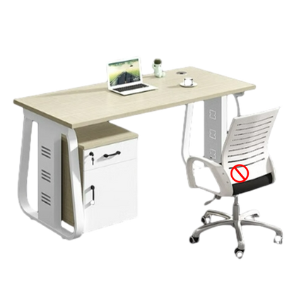 Office desk and chair combination, workstation computer desk in black and white