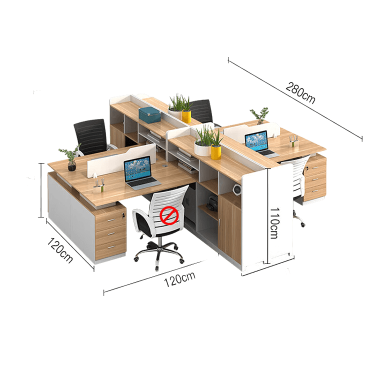 Simplified office staff card slot, employee desk with tall cabinet, freely configurable