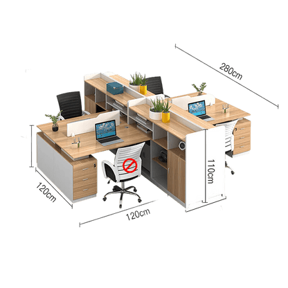 Simplified office staff card slot, employee desk with tall cabinet, freely configurable