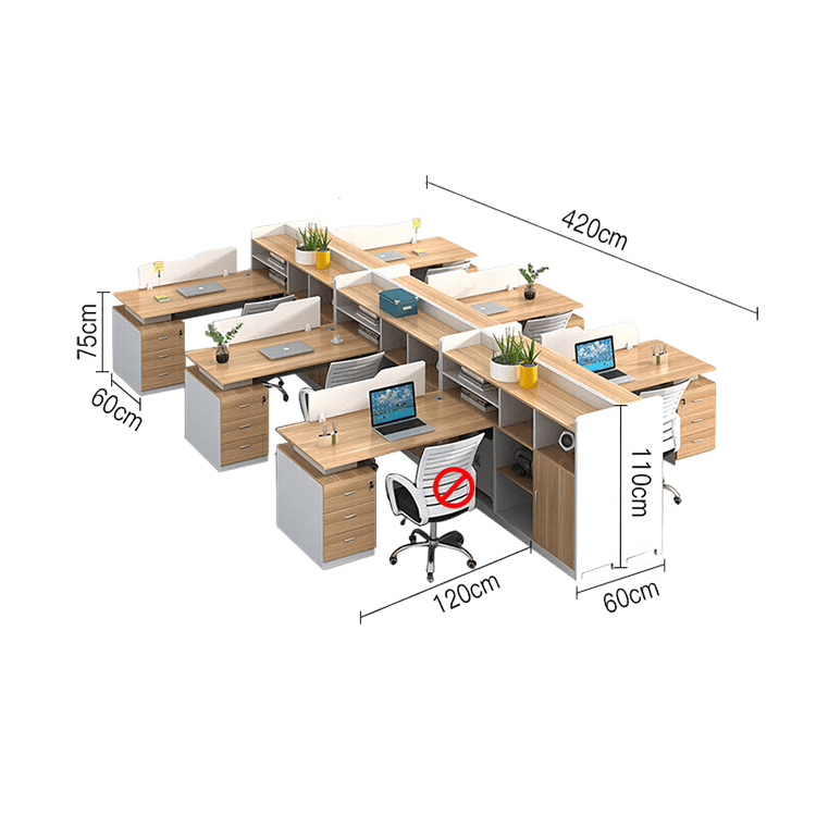 Simplified office staff card slot, employee desk with tall cabinet, freely configurable