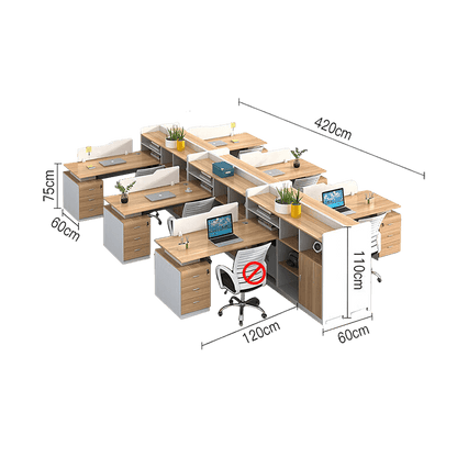 Simplified office staff card slot, employee desk with tall cabinet, freely configurable