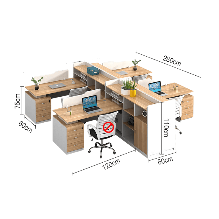 Simplified office staff card slot, employee desk with tall cabinet, freely configurable