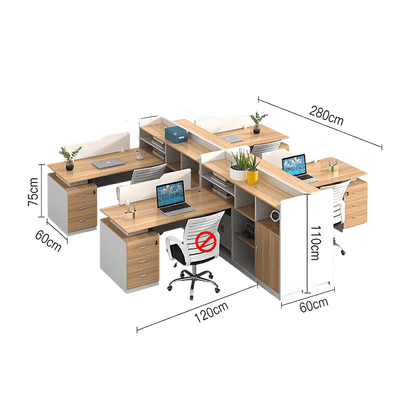 Simplified office staff card slot, employee desk with tall cabinet, freely configurable