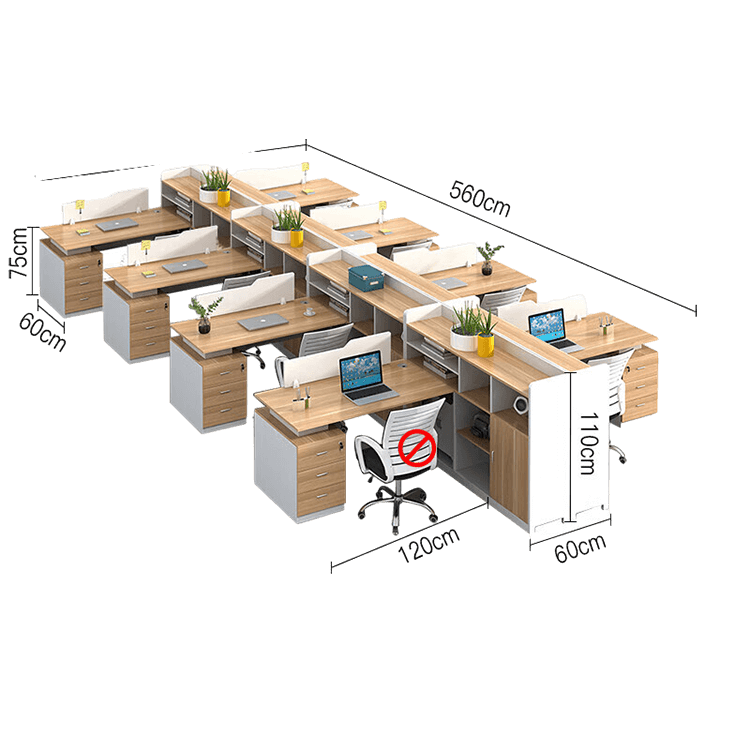 Simplified office staff card slot, employee desk with tall cabinet, freely configurable