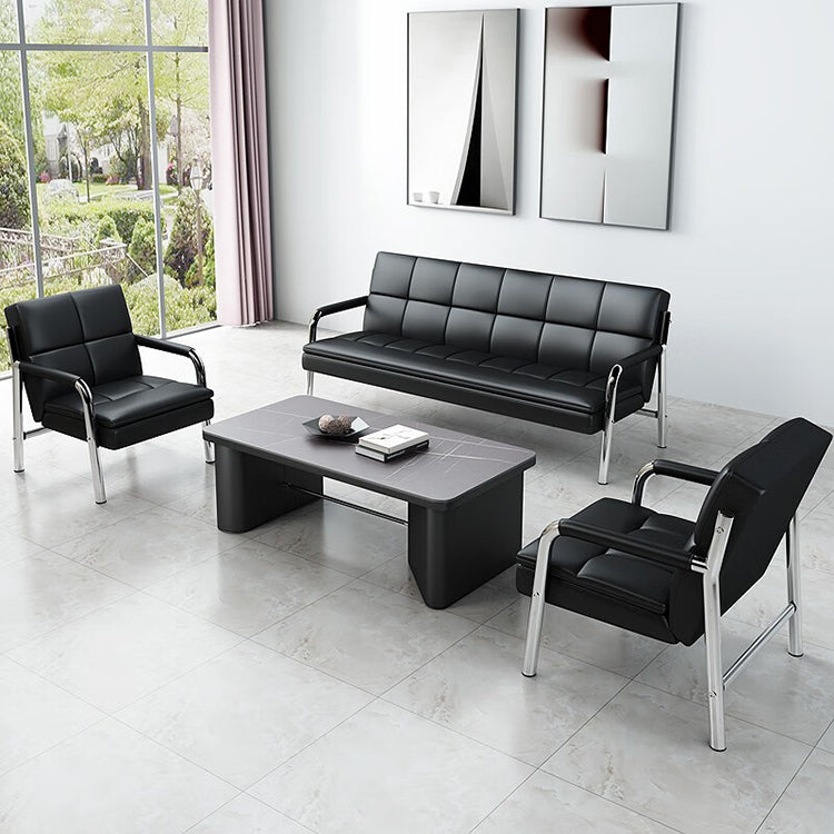 Business simple office genuine leather sofa in black and brown