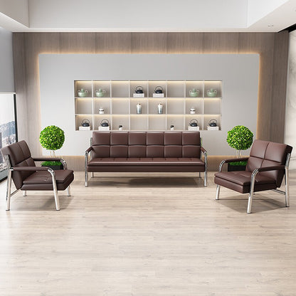 Business simple office genuine leather sofa in black and brown