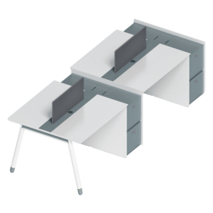Desk with top panel Side cabinet with dial lock Two-seater Four-seater