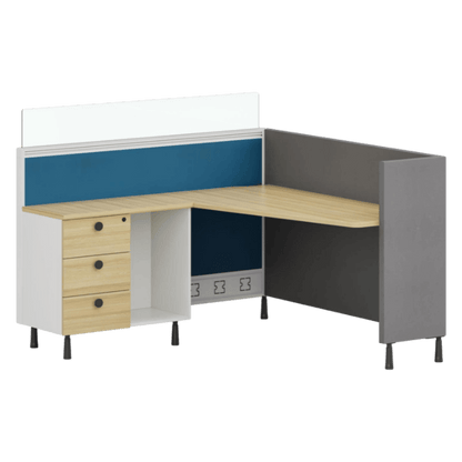 office desk, L-shaped, large storage capacity